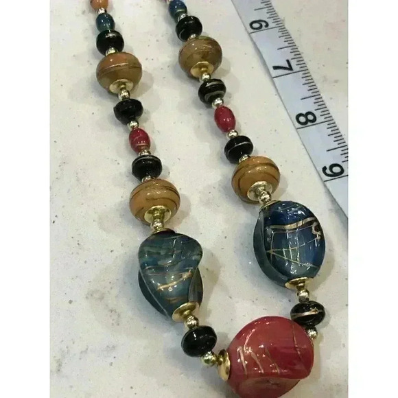 Vintage Unique Chunky‎ Beaded Necklace Multicolored Marbled Beads Grandmacore - Picture 14 of 15